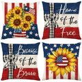 Independence Day Pillow Covers 4th of July Patriotic Flag Throw Cushion Cover Gnome Truck Vase Print Sofa Couch Home Decorations