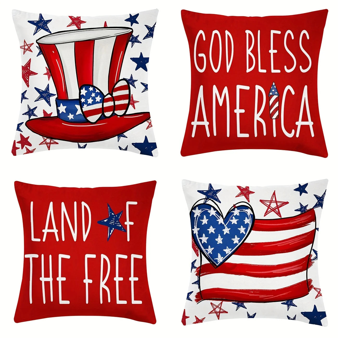 Independence Day Pillow Covers 4th of July Patriotic Flag Throw Cushion Cover Gnome Truck Vase Print Sofa Couch Home Decorations
