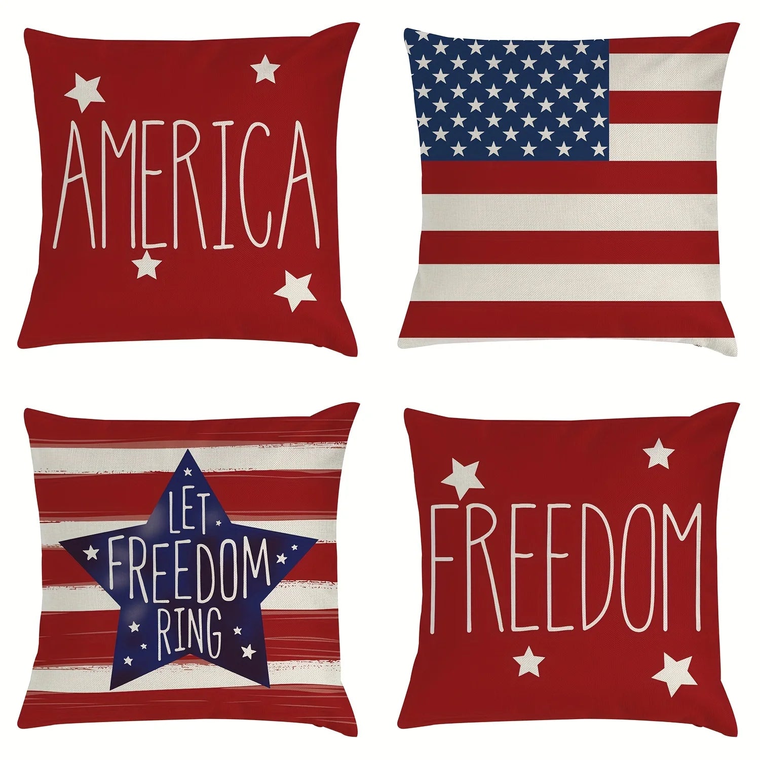 Independence Day Pillow Covers 4th of July Patriotic Flag Throw Cushion Cover Gnome Truck Vase Print Sofa Couch Home Decorations